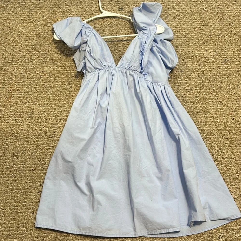 Light blue deep v neck dress - Picture 4 of 4